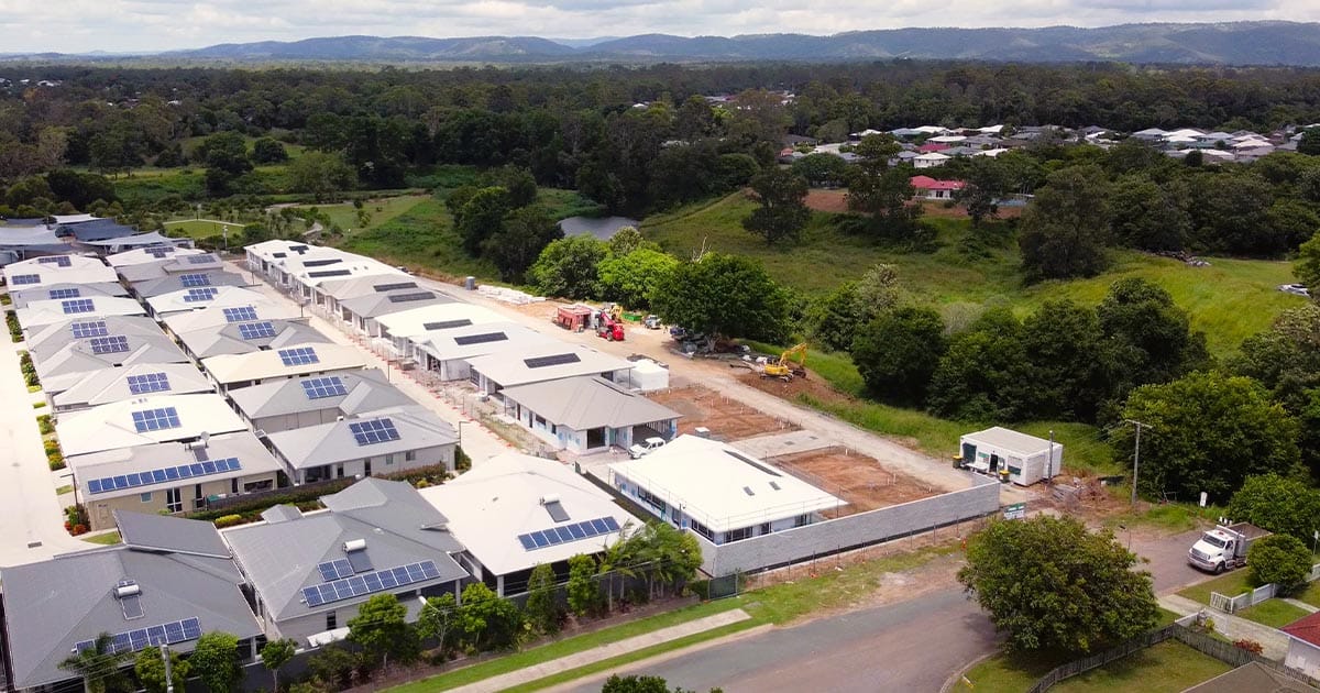 Aerial view of land lease retirement village homes