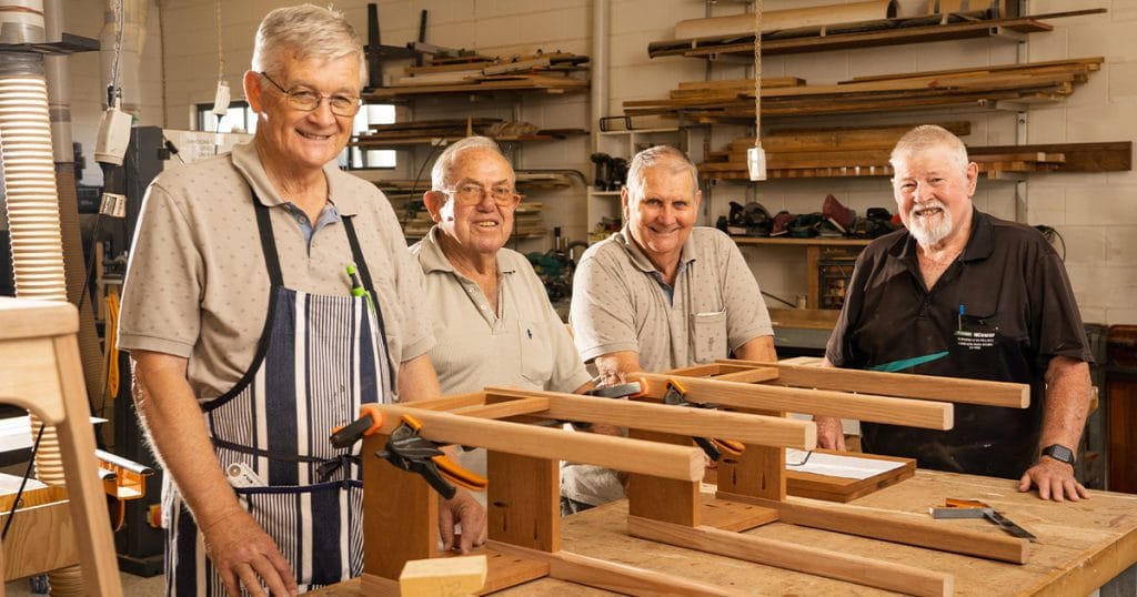 Caboolture workshop residents making bar stools