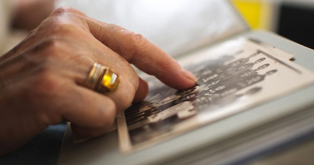 Person looking through photo album